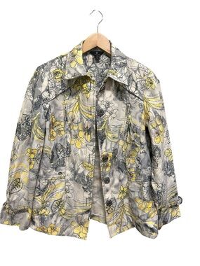 Vintage M Collection Yellow Gray Daffodil Jacket Size 10